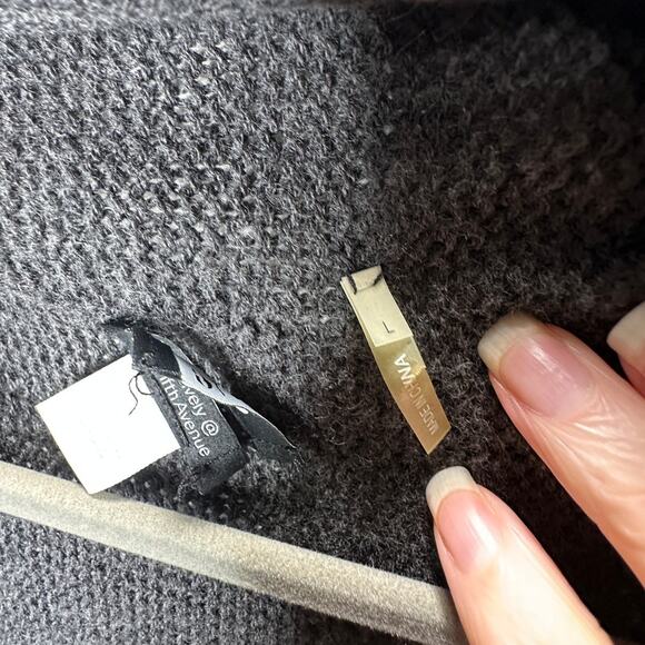 9/15 Saks 5th Ave Dark Gray Waterfall Front Cardigan with Sequins Large - Picture 10 of 16